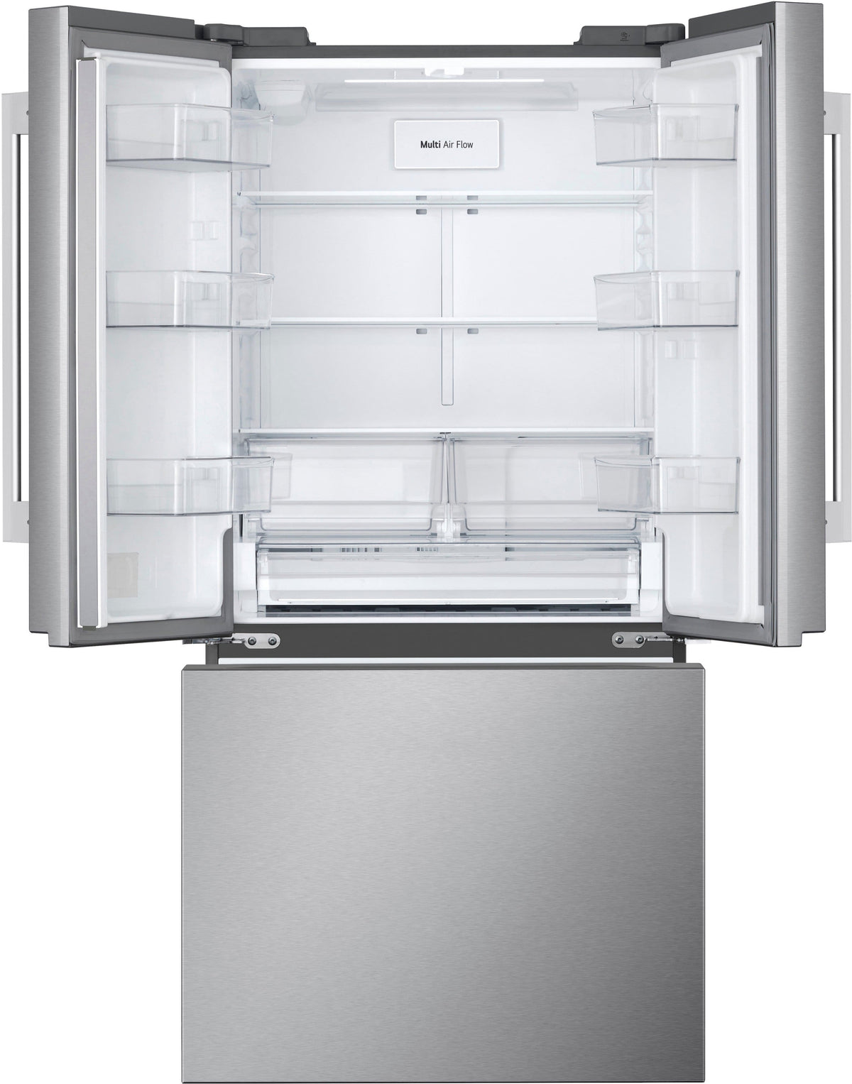 LG - 33-in Wide Standard-Depth MAX 25.1 Cu. Ft. French Door Smart Refrigerator with Glide N' Serve Drawer - Stainless Steel