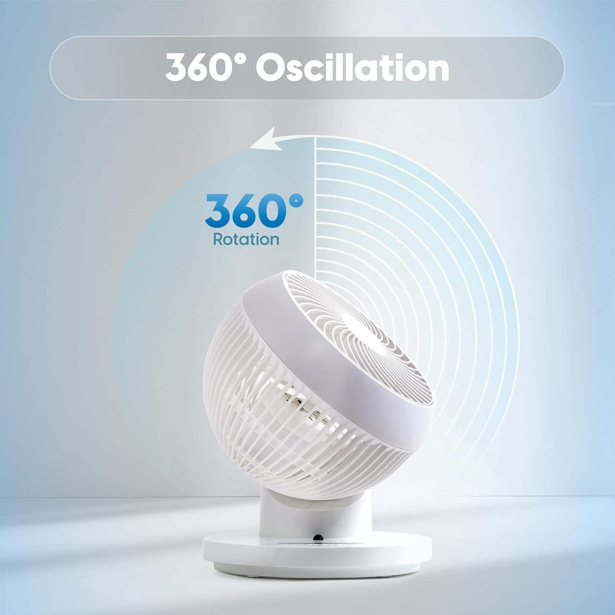 IRIS USA WOOZOO Fan with Remote, 360° Oscillating Fan, Desk Fan - White