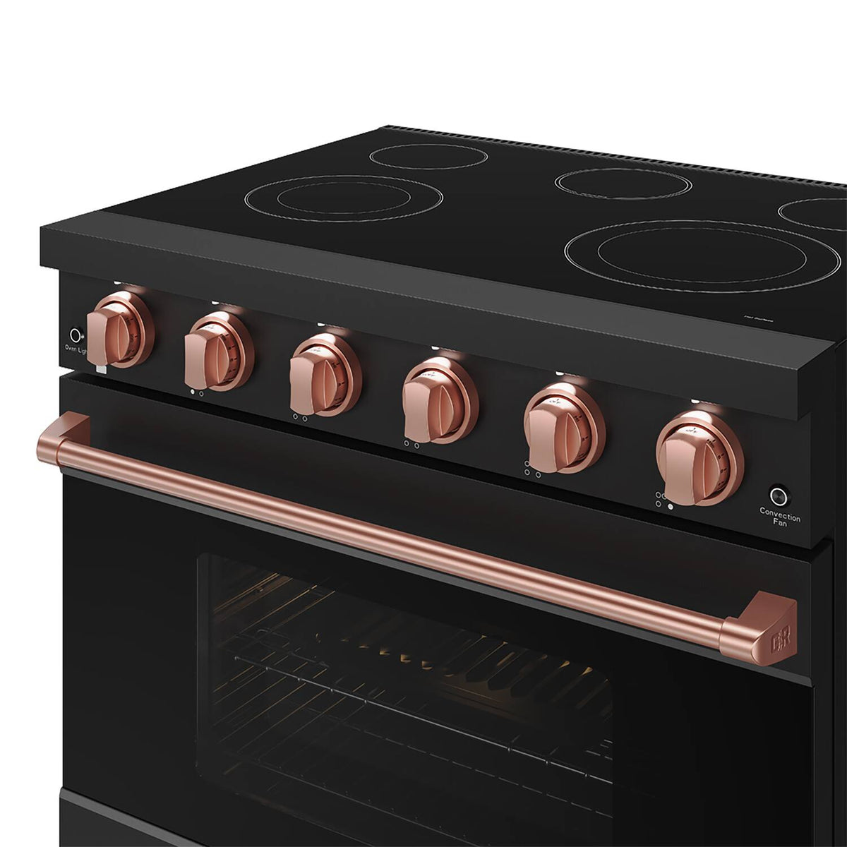 36 in. Wide 5 Elements Gordon Ramsay Series by Thor Kitchen 6.0 Cu.Ft Freestanding Electric Range with Rose Gold Handles - Black