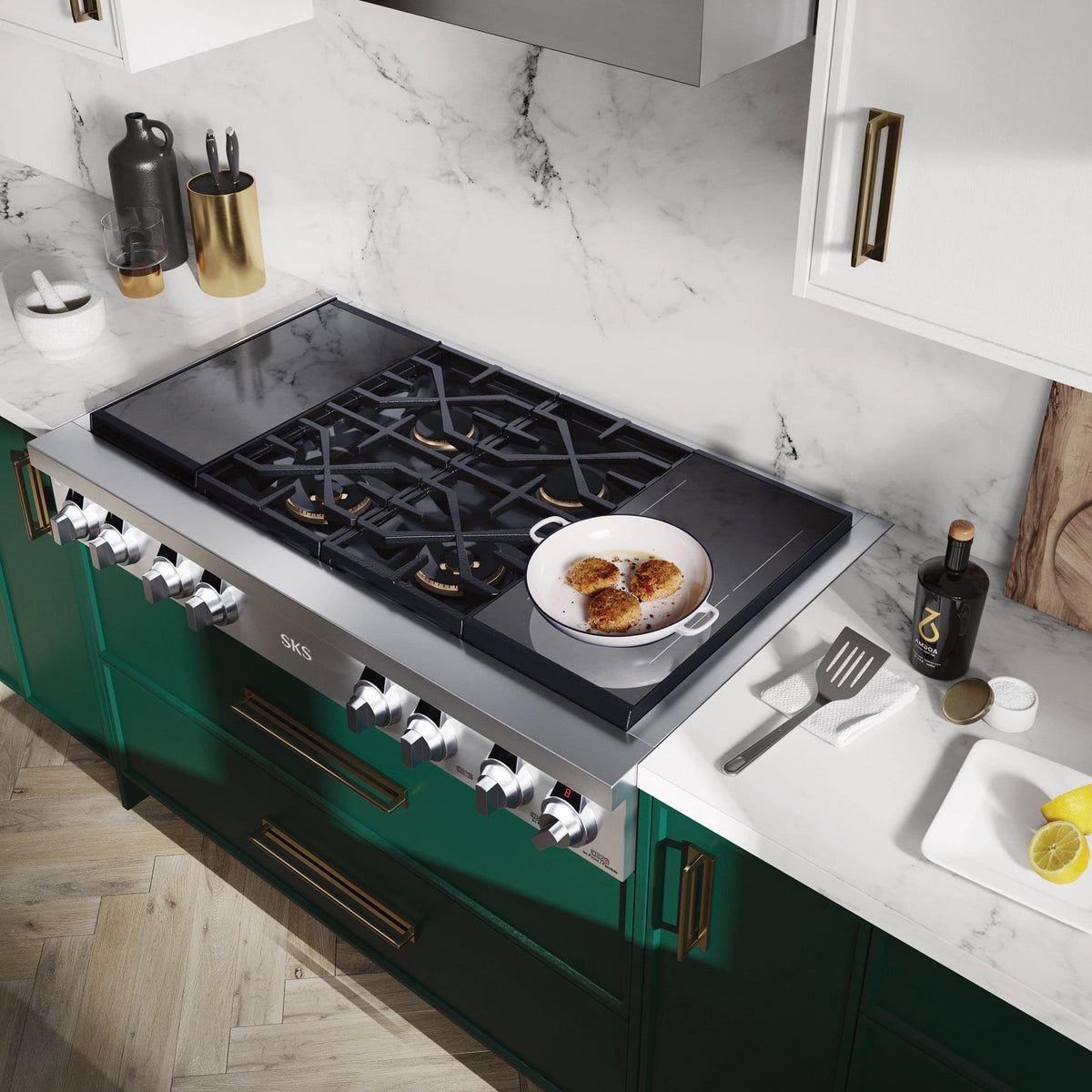 SKS - 48" Dual Fuel Rangetop with Sous-Vide and Induction - Stainless Steel