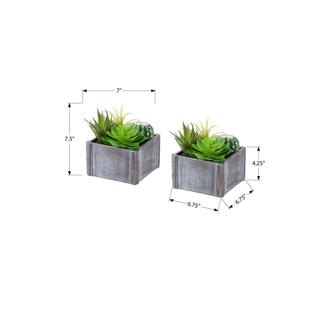 Suculenta artificial, decoración de mesa (juego de 2) - Verde / Gris oscuro