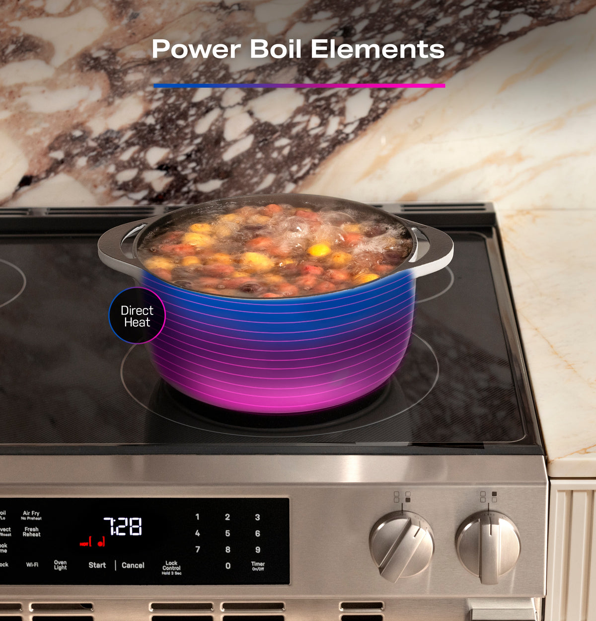 GE Profile - 30 in. Wide 4 Elements 5.3 Cu. Ft. Slide-In Electric Induction Convection Range with Air Fry and EasyWash Oven Tray - Stainless Steel
