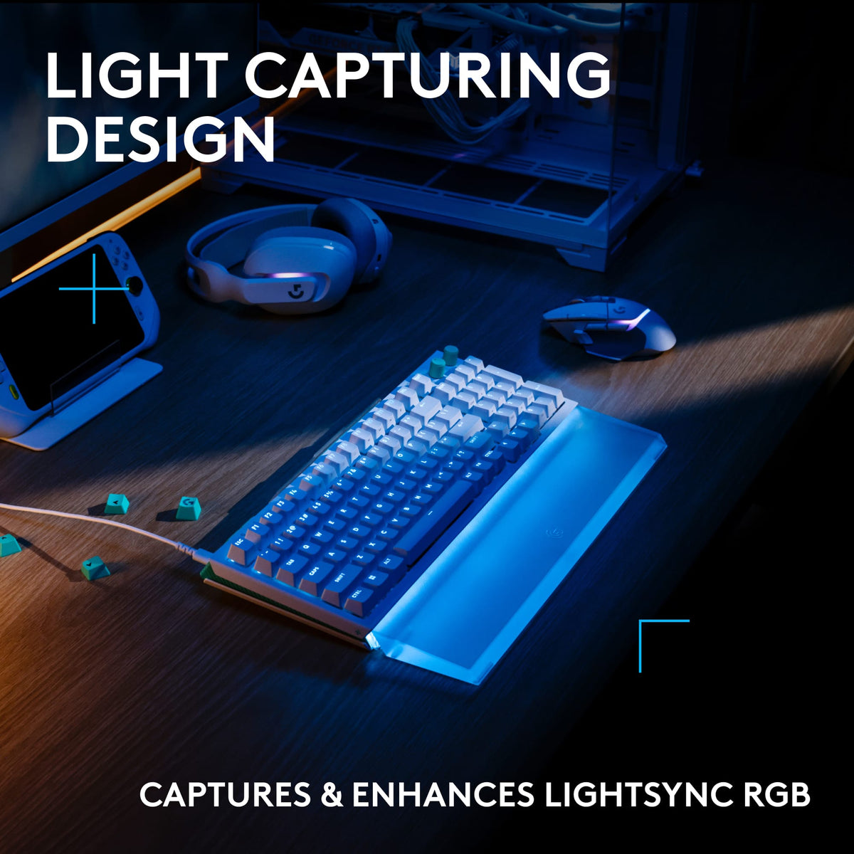 Logitech - G512 X PALM REST 98 LIGHTSYNC RGB Lightbar-Amplifying Acrylic Palm Rest - Transparent
