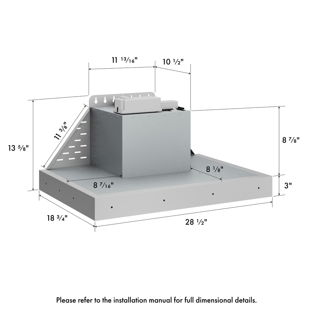 ZLINE - 28 inches - Externally Vented - Range Hood Insert - Stainless Steel