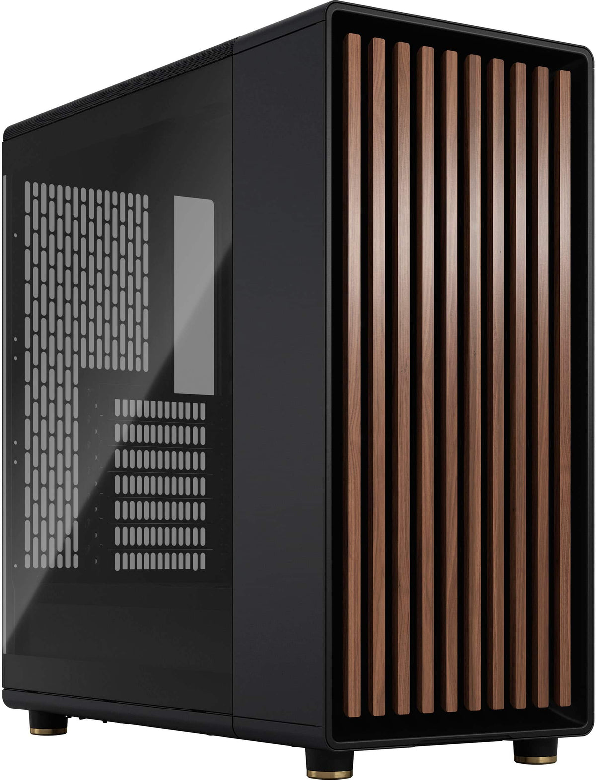 Fractal Design - North Charcoal Black Chassis with Walnut Front and Dark Tinted TG Side Panel Mid-Tower PC Case - Black