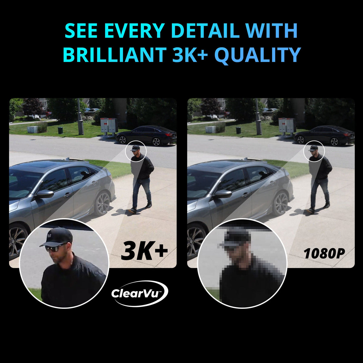 Defender - AI POWERED Guard Pro 3K PLUS Dual Lens PTZ Wi-Fi 6 Plug-in Security Camera - 4 Pack - White