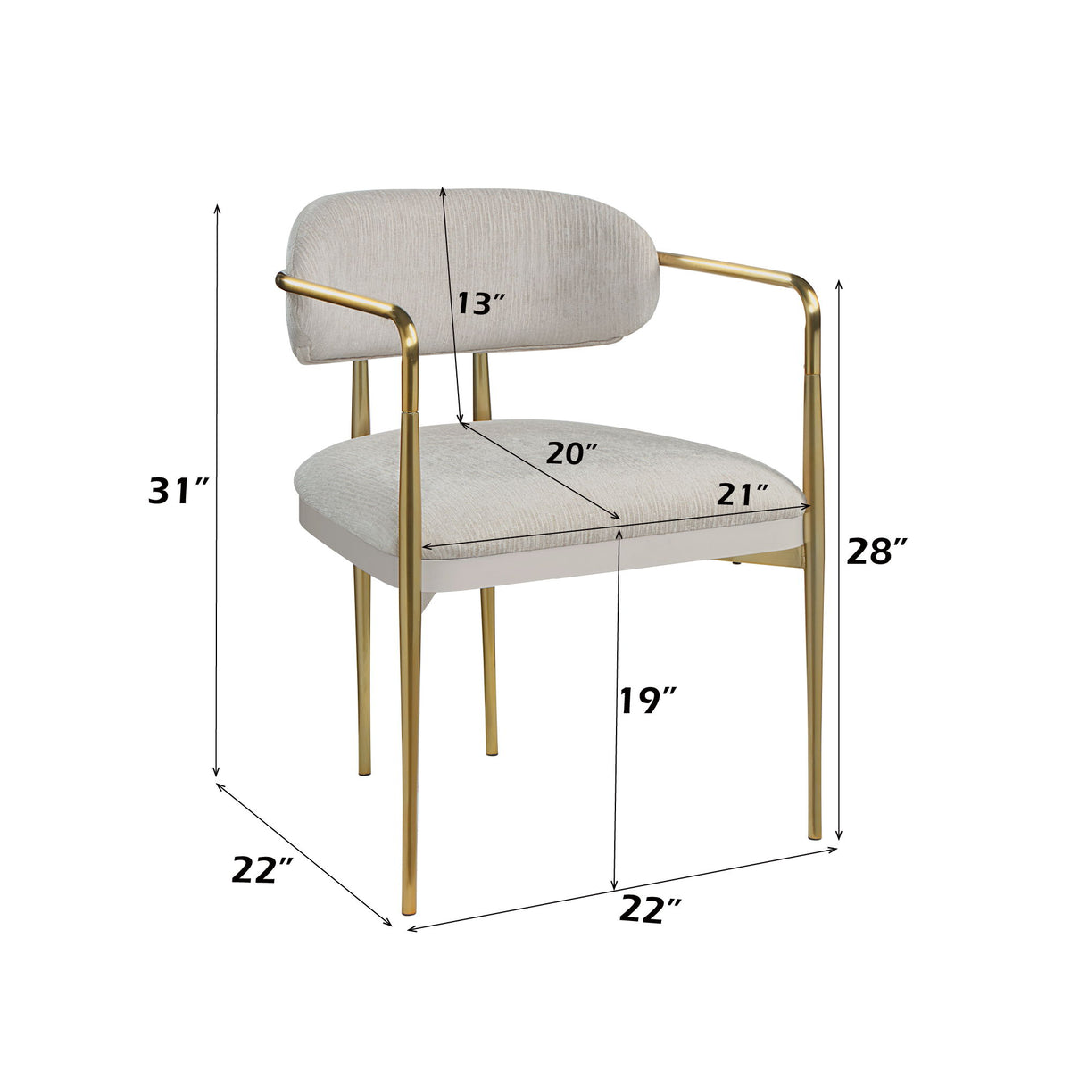 Zayn - Arm Chair (Set of 2) - Beige / Gold