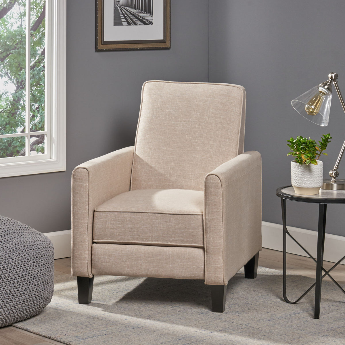 Sillón reclinable tapizado con respaldo retráctil para sala de estar