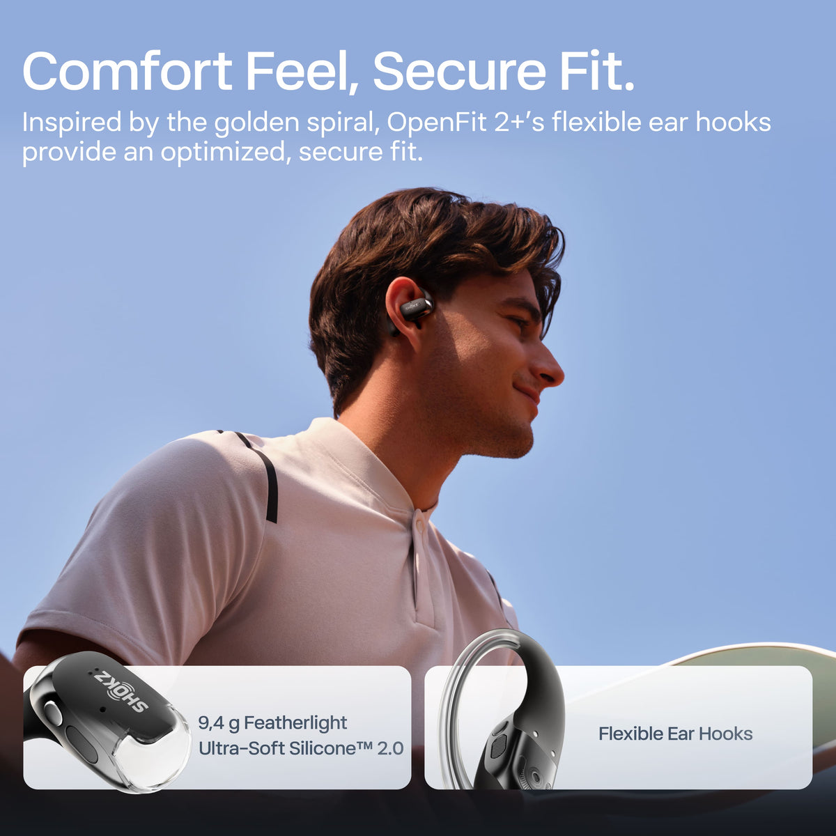 Shokz - OpenFit 2+ Open-Ear True Wireless Bluetooth Earbuds - Black