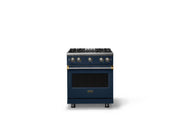 Viking - 30 in. Wide Pro 5 Series 4.0 Cu. Ft. Freestanding Sealed 4 Burner Gas Convection Rangewith Brushed Brass Trim - Slate Blue