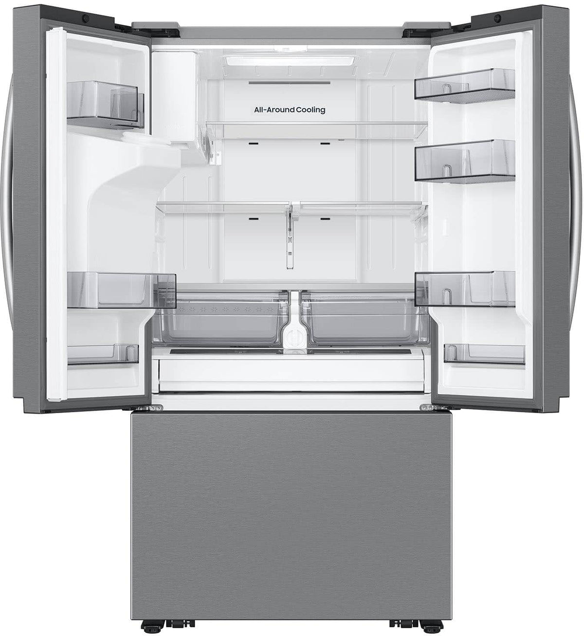 Samsung - 36 in. Wide Bespoke AI 31 cu. ft. Mega Capacity 3-Door French Door Refrigerator with External Water & Ice Dispenser - Stainless Steel