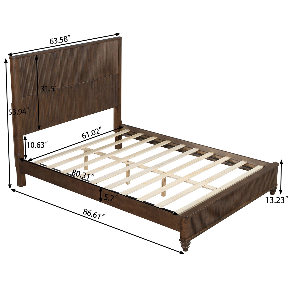 Estructura de cama de plataforma y cabecero alto