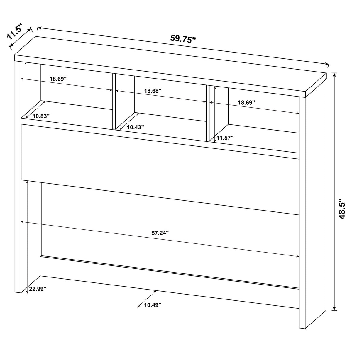 Geary - Set de dormitorio de 3 piezas con cabecero con estantería