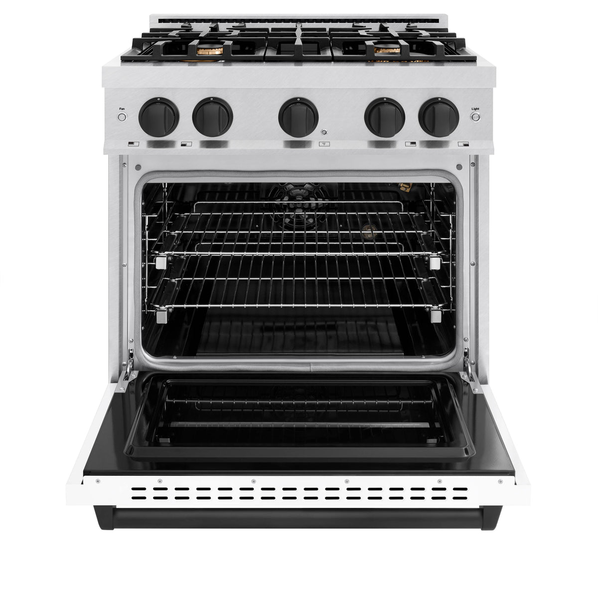 30 in. Wide 4 Burner ZLINE Autograph Classic Satin Steel Gas Range with Black Accents (CGRSZ-WM-30-MB) - Black Matte