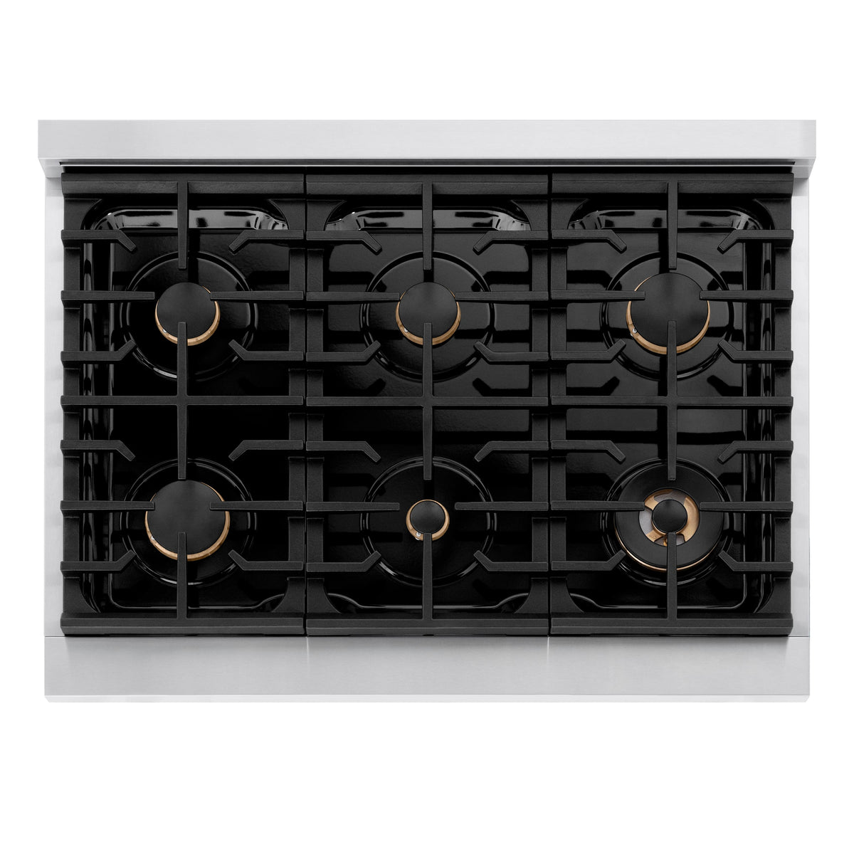 ZLINE - 36 in. Wide 6 Burner AutographParamount Gas Rangetop with Champagne Bronze Accents (SRTZ-36-CB) - Stainless Steel