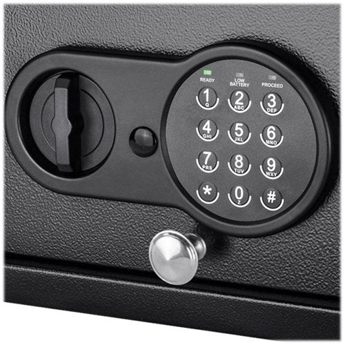 Barska - 0.15 Cu Ft Digital Keypad Drawer Safe – Solid Steel Top-Opening Security Box with Deadbolts for Home, Office & Valuables - Black