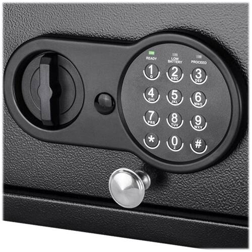 Barska - 0.15 Cu Ft Digital Keypad Drawer Safe – Solid Steel Top-Opening Security Box with Deadbolts for Home, Office & Valuables - Black