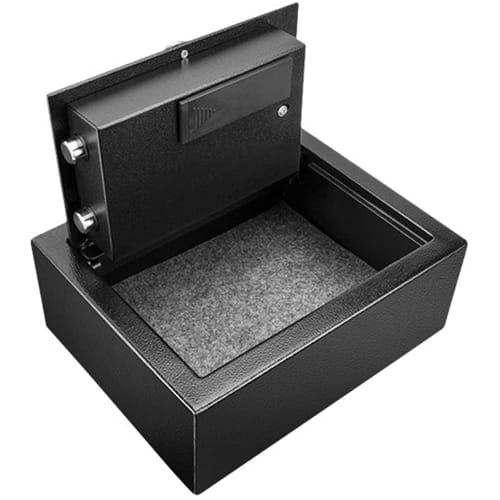 Barska - 0.15 Cu Ft Digital Keypad Drawer Safe – Solid Steel Top-Opening Security Box with Deadbolts for Home, Office & Valuables - Black