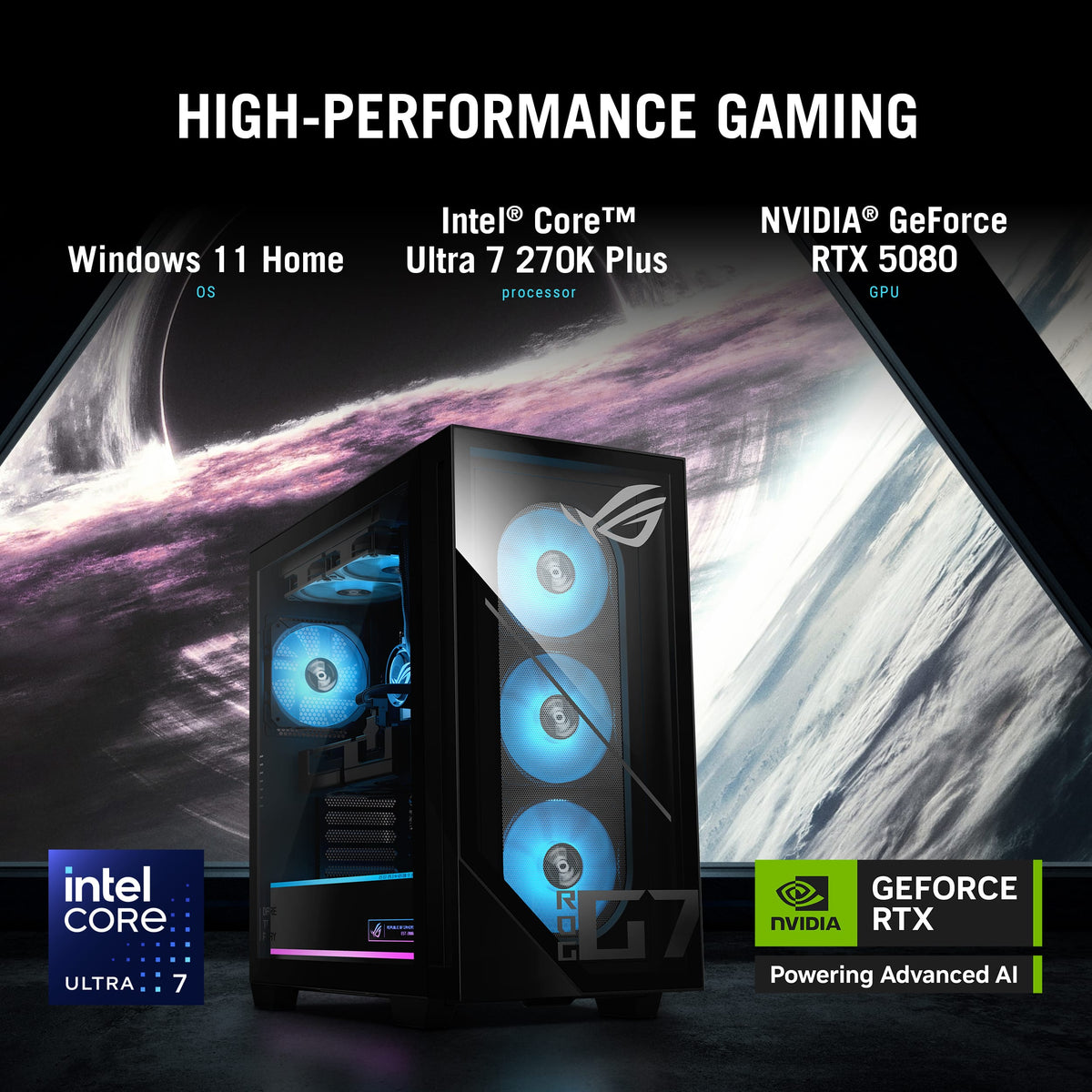 ASUS - ROG G700 Gaming Desktop - Intel Core Ultra 7 270K (2026) - 32GB Memory - NVIDIA GeForce RTX 5080 - 2TB Storage - Black