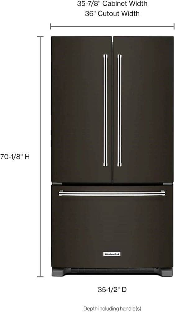 KitchenAid - 36 in. Wide 25 cu. ft. French Door Refrigerator with Interior Water Dispenser - Black Stainless Steel