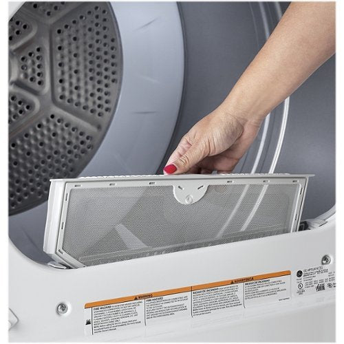 GE - 6.2 Cu. Ft. Gas Dryer with Shallow Depth Flat Back Design - White