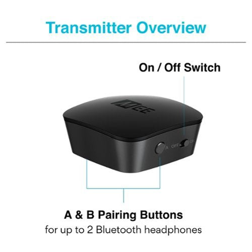 MEE audio - Connect Universal Dual-Headphone Bluetooth Wireless Audio Transmitter for TV - Black