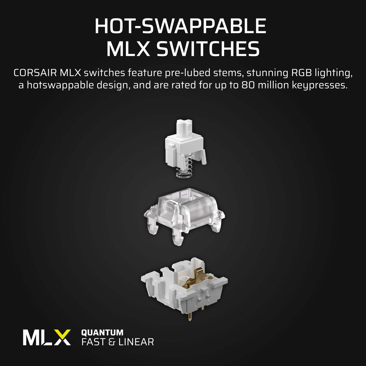 CORSAIR - VANGUARD 96 RGB Wired MLX Quantum Linear Mechanical Switch 96% Gaming Keyboard with FlashTap SOCD - Dual Tone