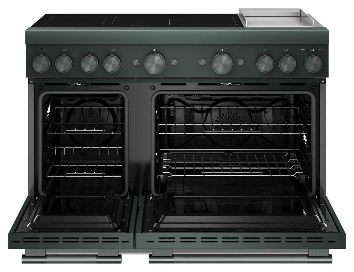 KitchenAid - 48 in. Wide 6 element 6.3 cu. ft. Freestanding Double Oven Electric Induction Commercial-Style Range with Griddle - Juniper