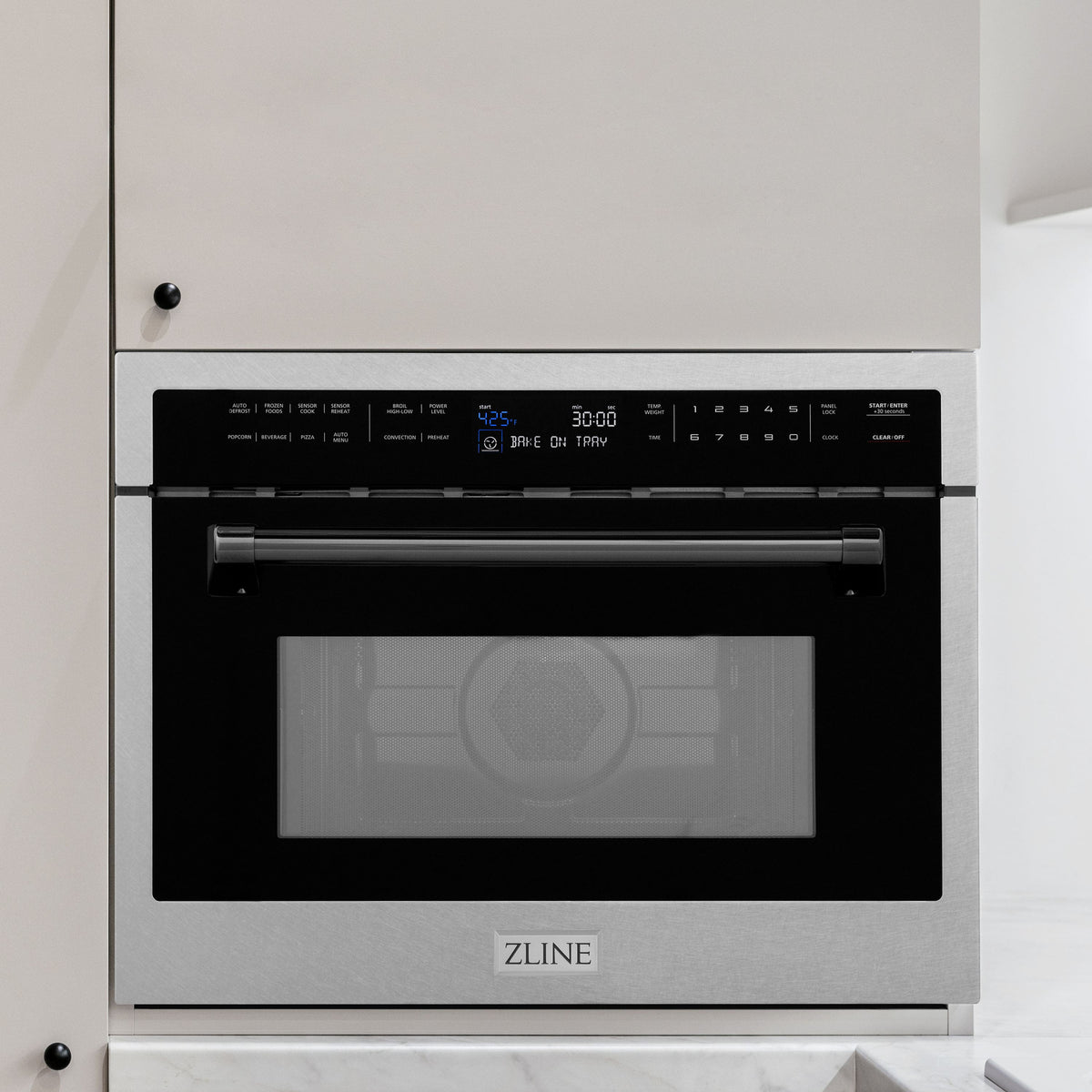 ZLINE - Autograph 24 in. 1.6 cu. ft. Built-in Convection Microwave Oven with Sensor Cooking in Satin Stainless w/ Black Accents - Satin Stainless Steel