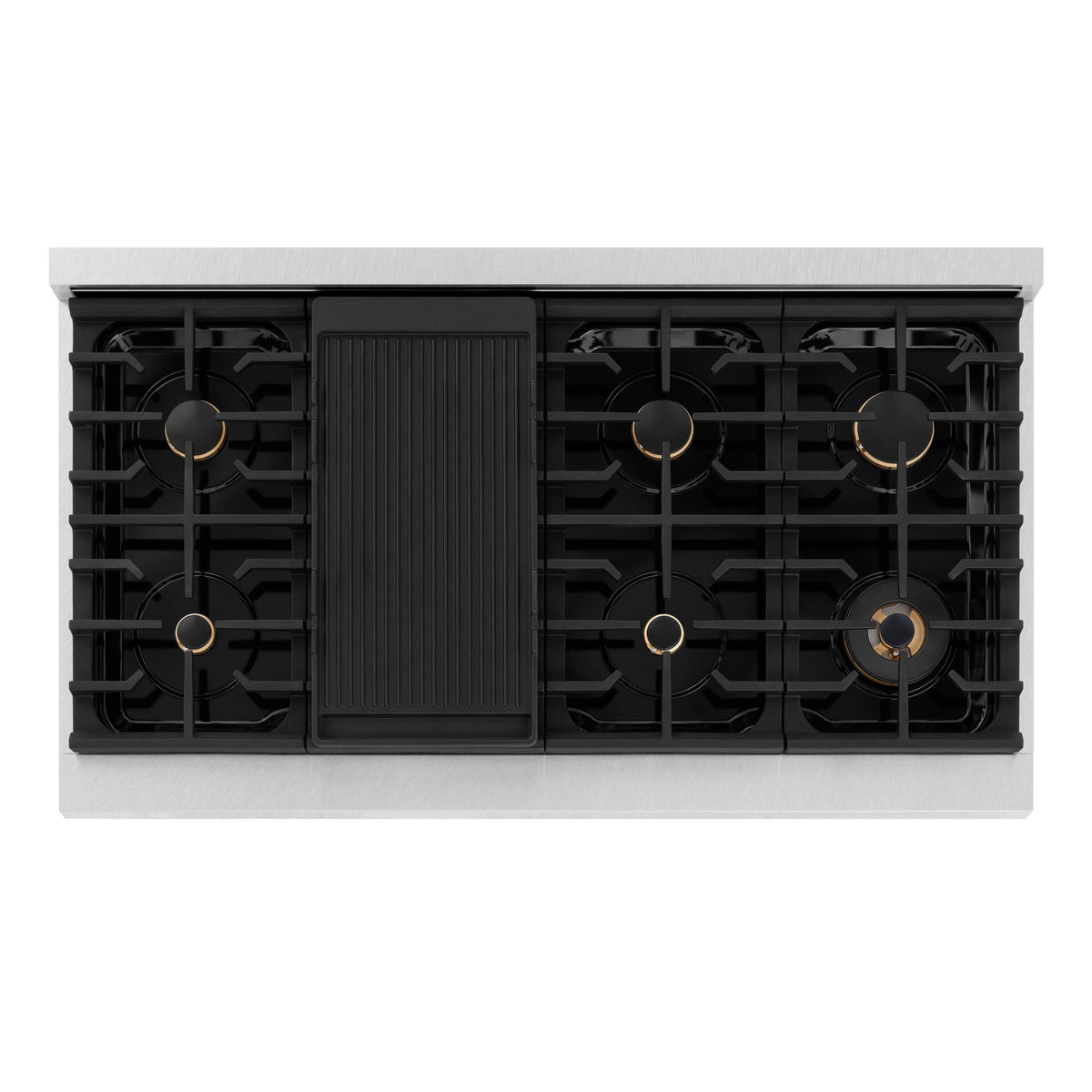 ZLINE - 48 in. Wide 8 Burner Autograph Paramount Dual Fuel Satin Steel Range with  Bronze Accents (SDRSZ-48-CB) - Stainless Steel