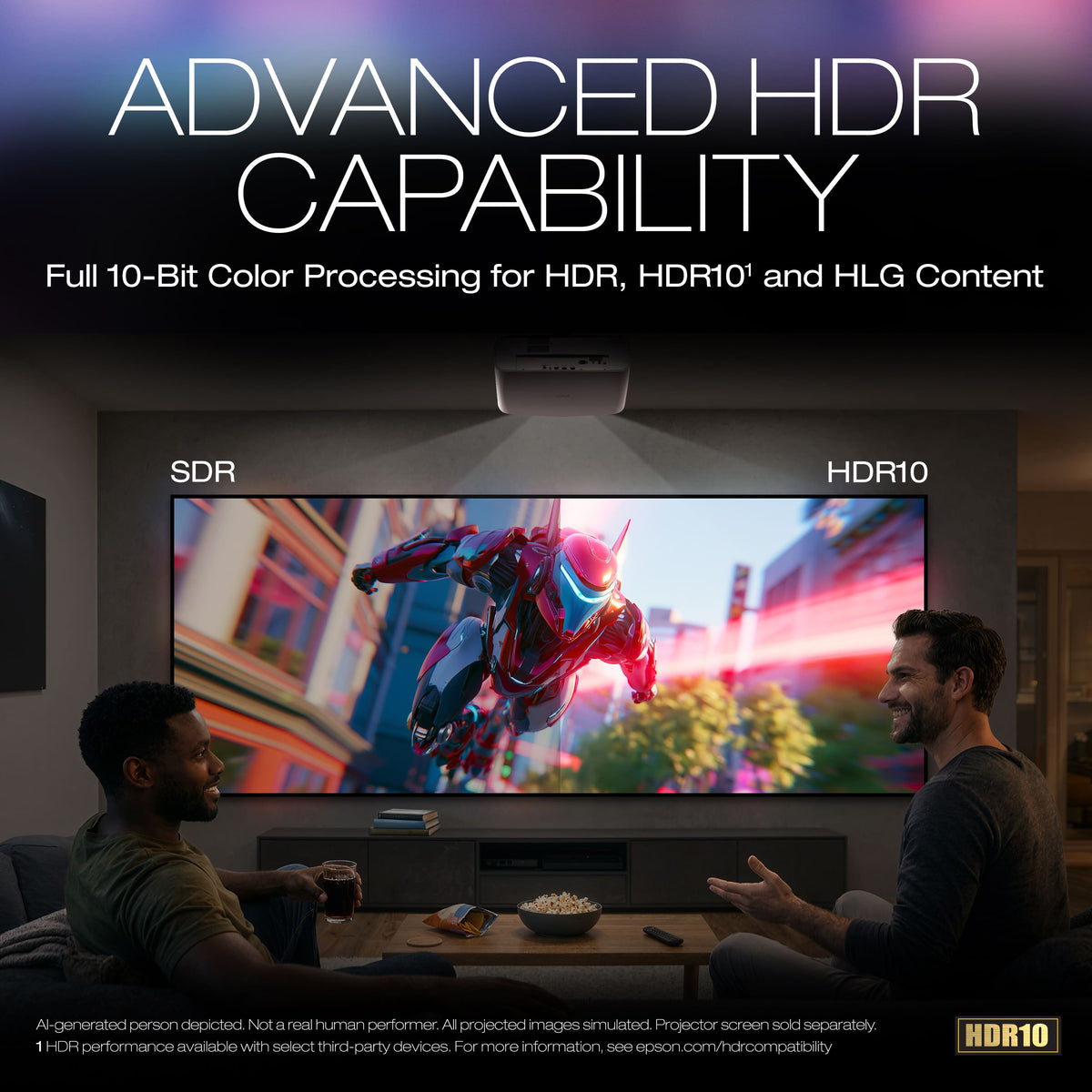 Epson - Home Cinema LS6000 4K Laser Projector, 3,400 Lumens of Color and Brightness, 3LCD, HDR - White