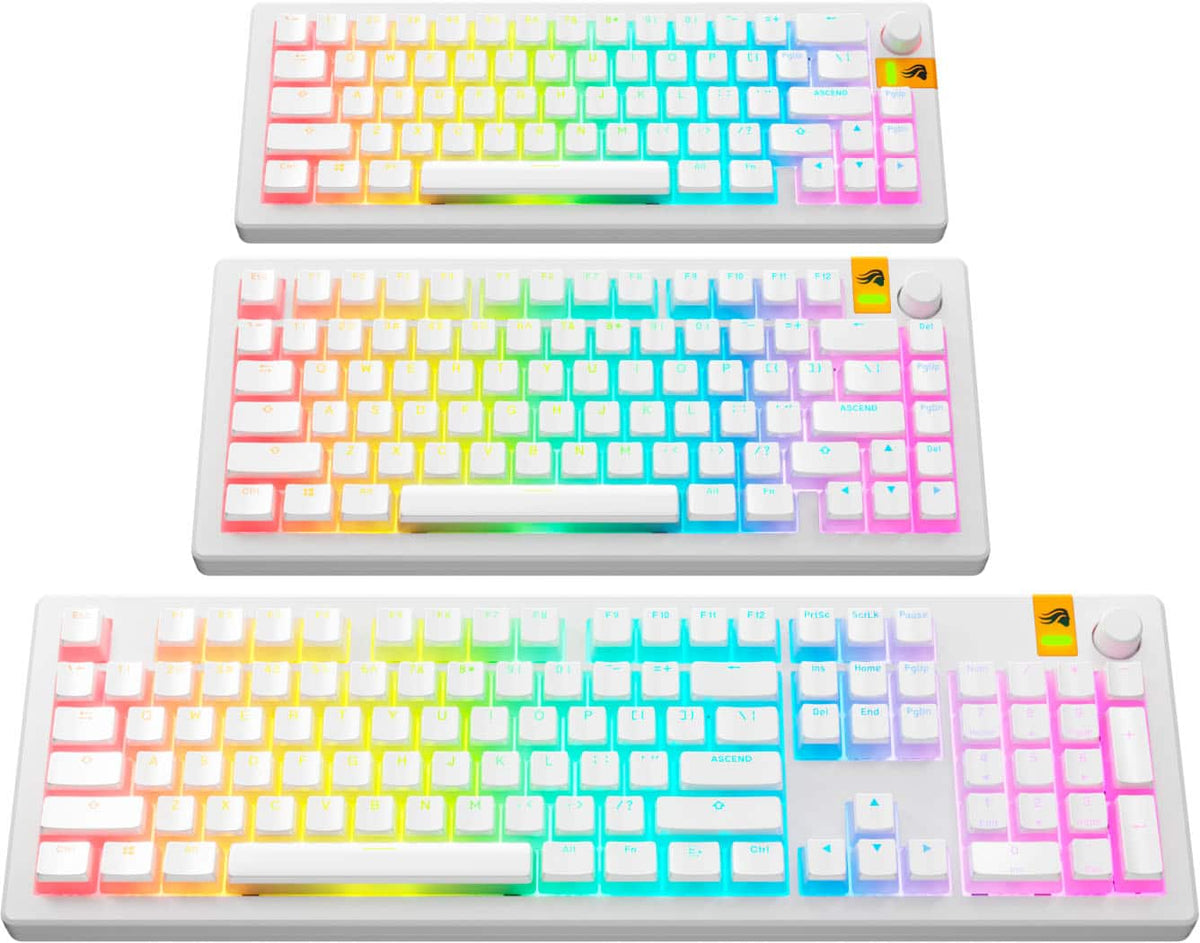 Glorious - Aura V3 Pudding-Style Universal Keycaps for 100% 85% 80% TKL 60% Compact 75% Mechanical Keyboards - White