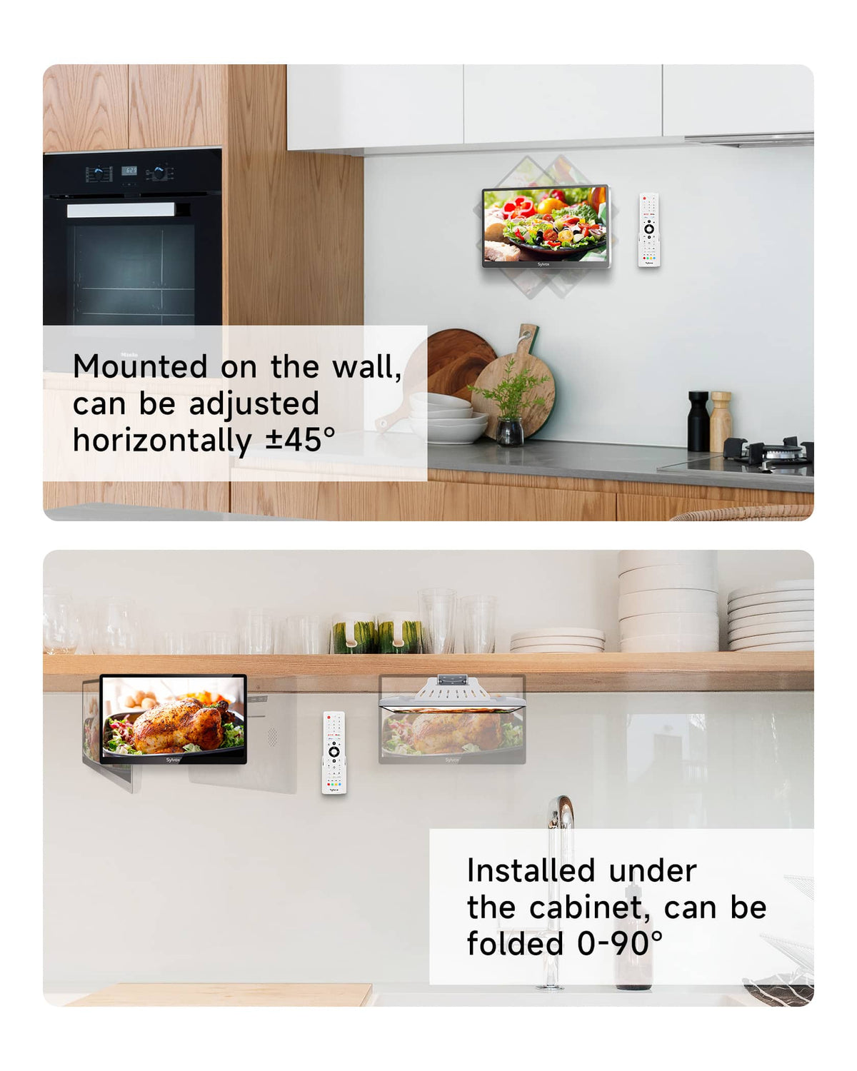 Sylvox - 15.6" Mini Under Cabinet Smart TV for Kitchen, 1080P Full HD Google TV with Voice Remote