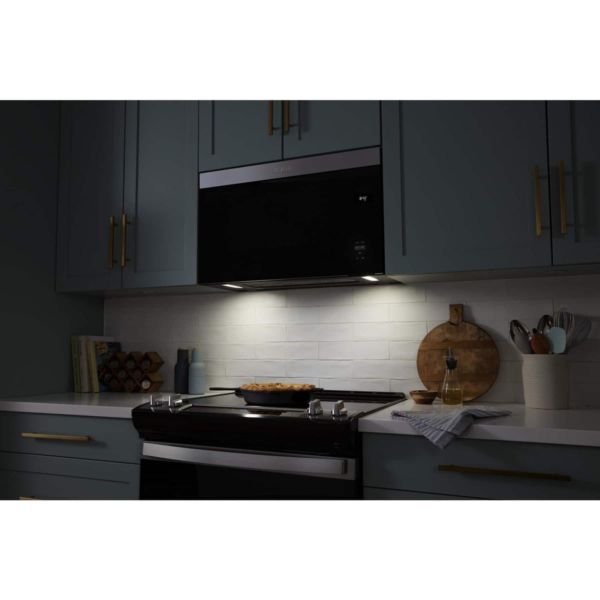Whirlpool - 1.1 Cu. Ft. Over-the-Range Microwave with Flush Built-in Design - Stainless Steel
