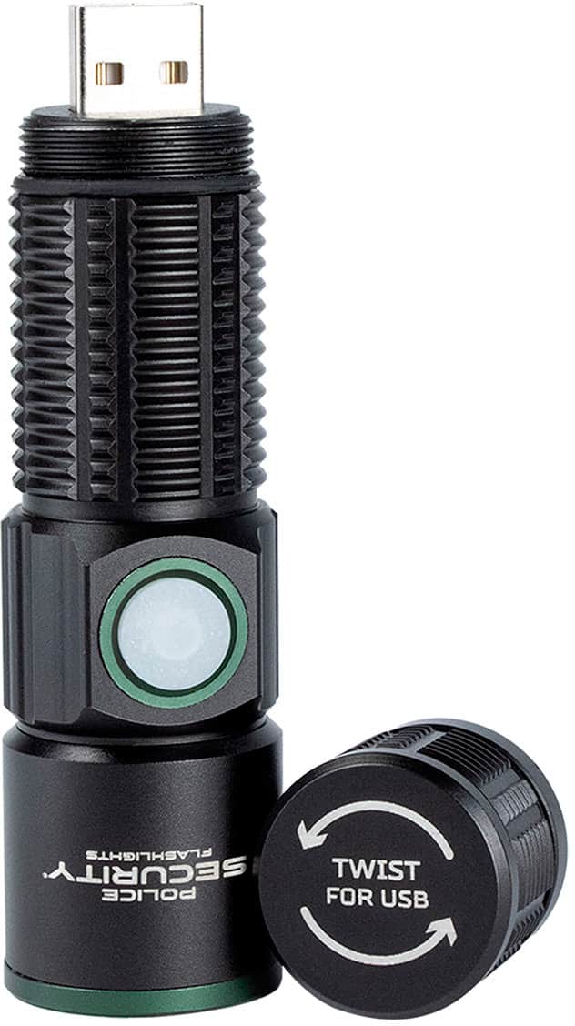 Police Security - USB 550 Lumen Flashlight - Black