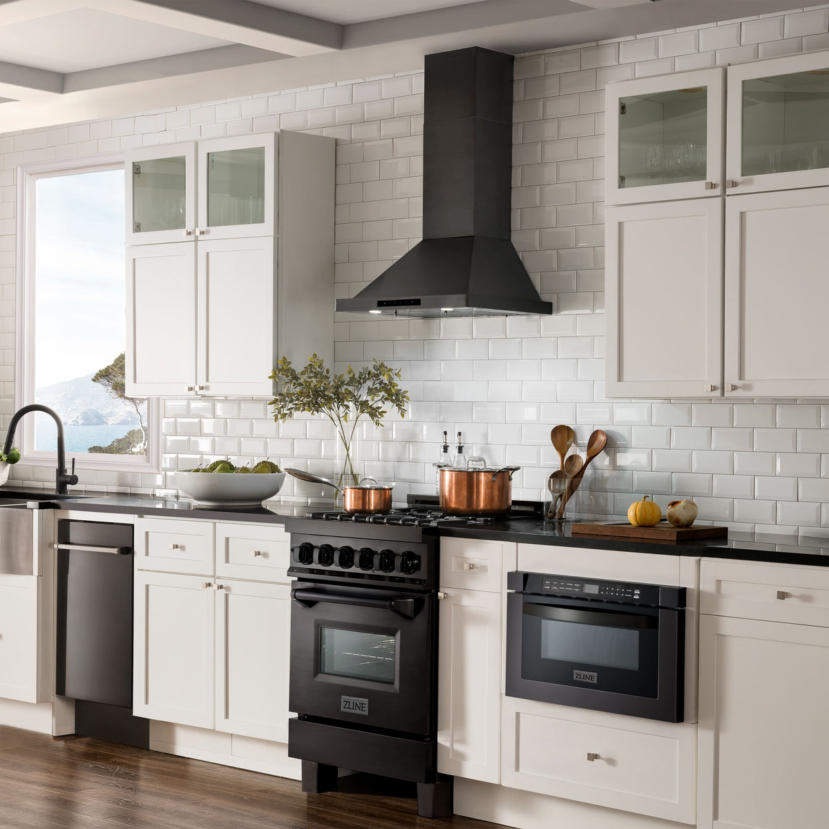 ZLINE - 24 inches - Externally Vented - Wall Range Hood - Black Stainless Steel