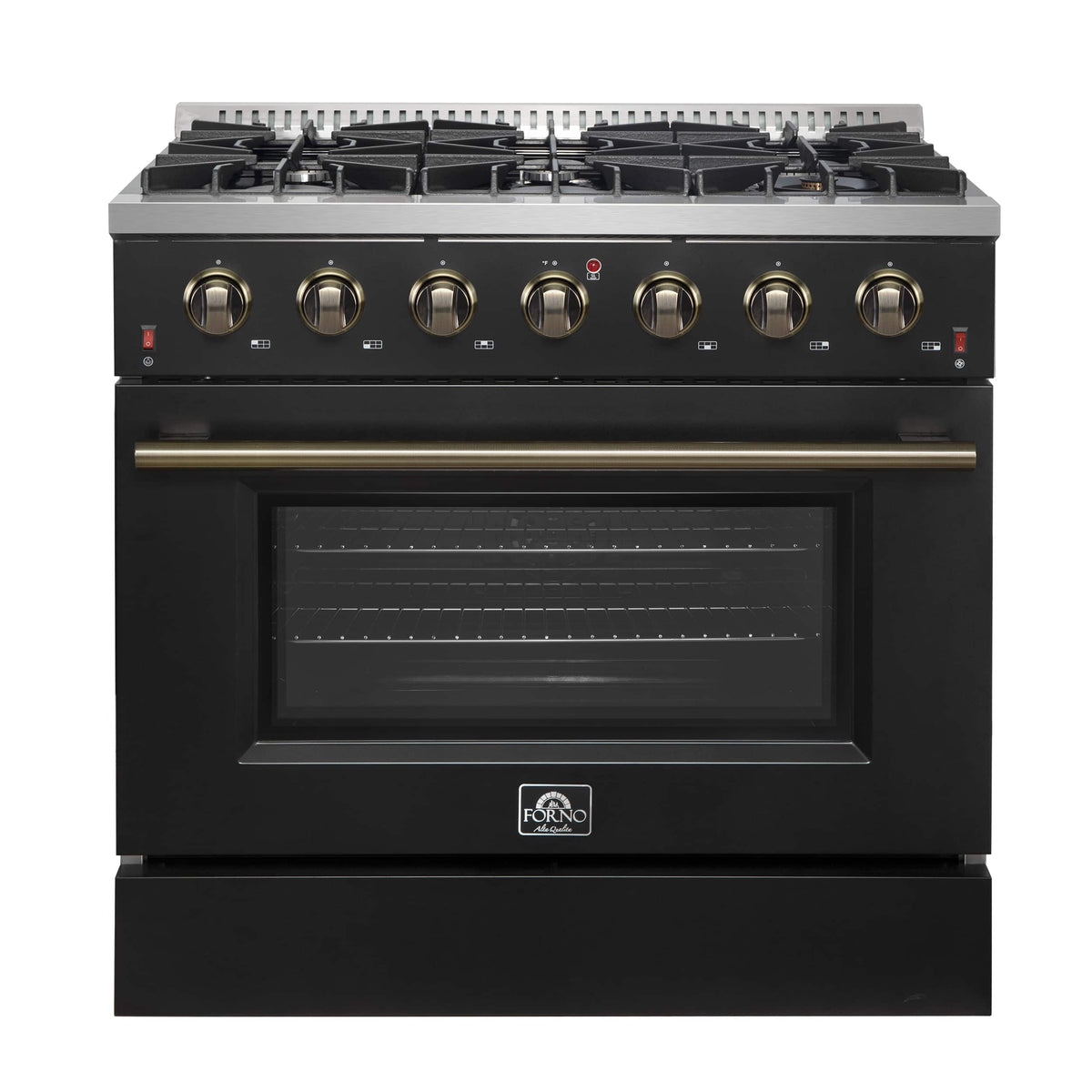 Forno Appliances - 36 in. Wide 6 Burner Galiano 5.36 Cu. Ft. Freestanding Gas Range with Convection Oven - Black