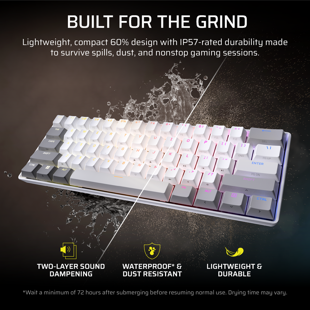CORSAIR - CLIPPER PRO MINI 60 Hall Effect Gaming Keyboard - White