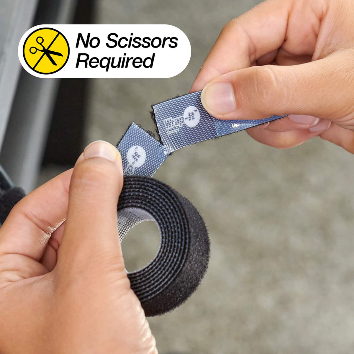 Wrap-It Storage - Self-Gripping Perforated 12-foot x 0.75-inch Hook & Loop Roll - Black