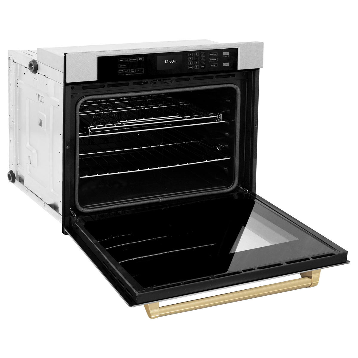 ZLINE - 30 in. Autograph Wall Oven w/ Air Fry w/ Bronze Handle - Satin Stainless Steel