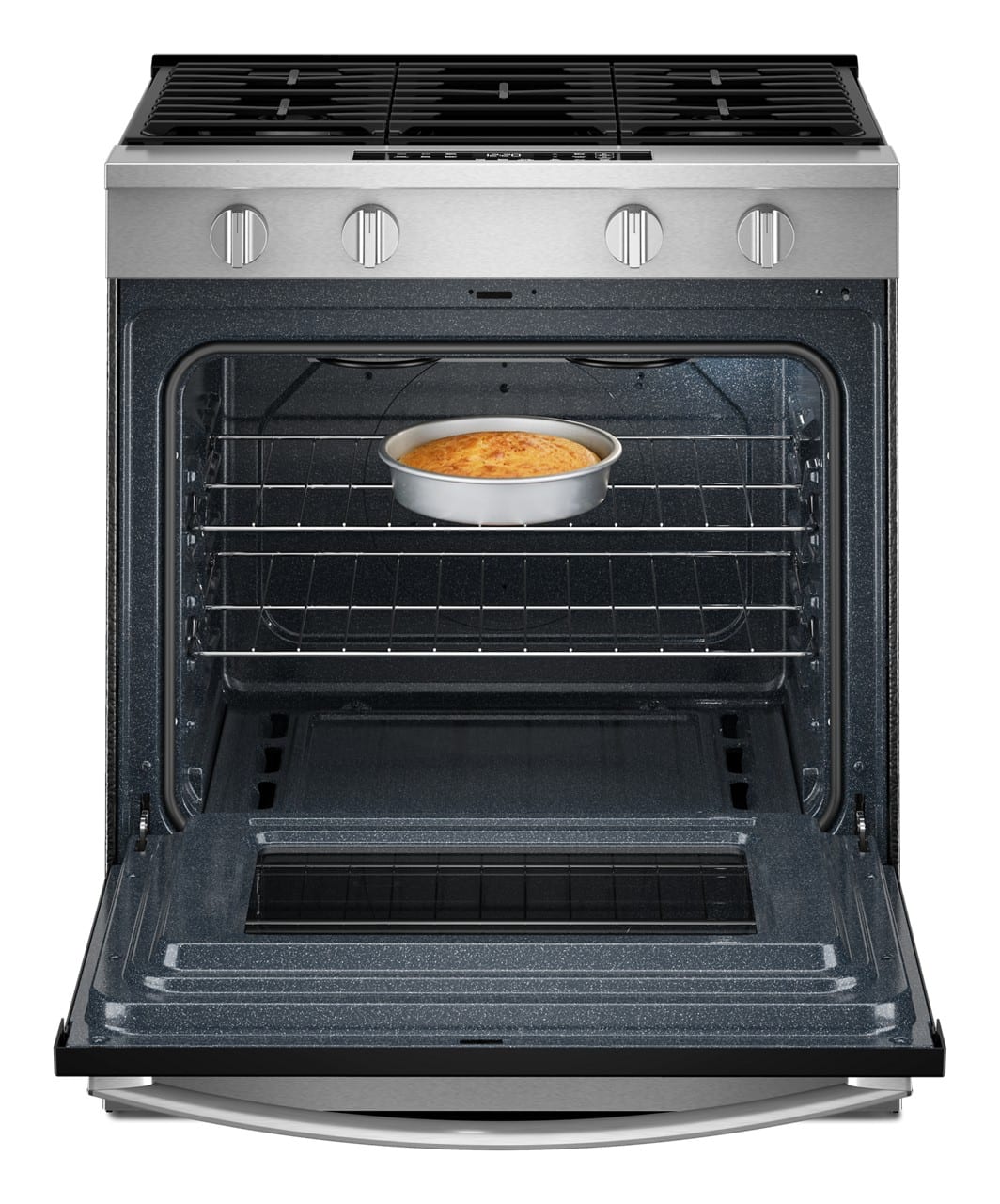 Whirlpool - 30 in. Wide 4 burners 5.0 cu. ft. Freestanding Slide-In Gas Range with No Preheat and Slow Cook Modes - Stainless Steel