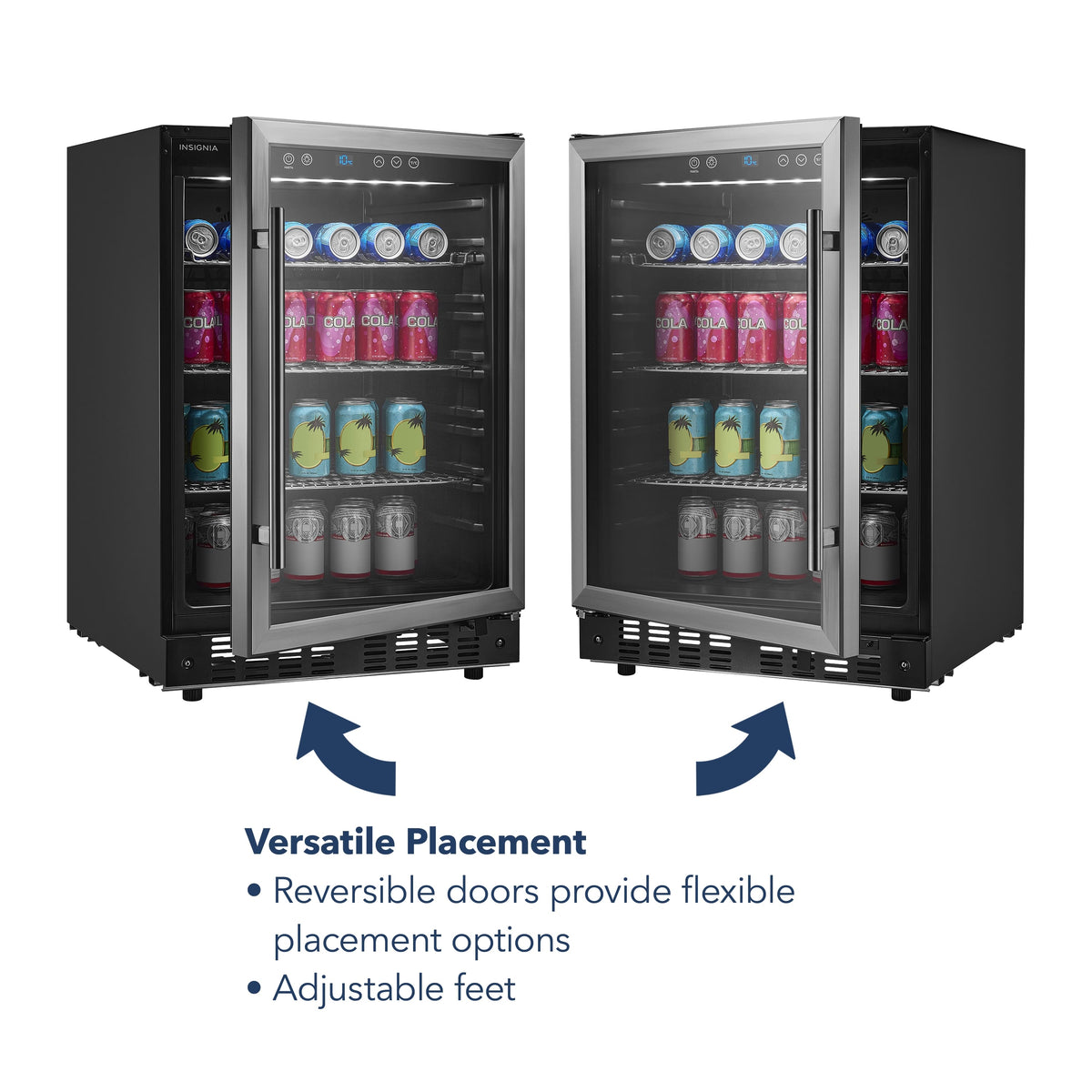 Insignia™ - 165-Can Built-In Beverage Cooler - Stainless Steel