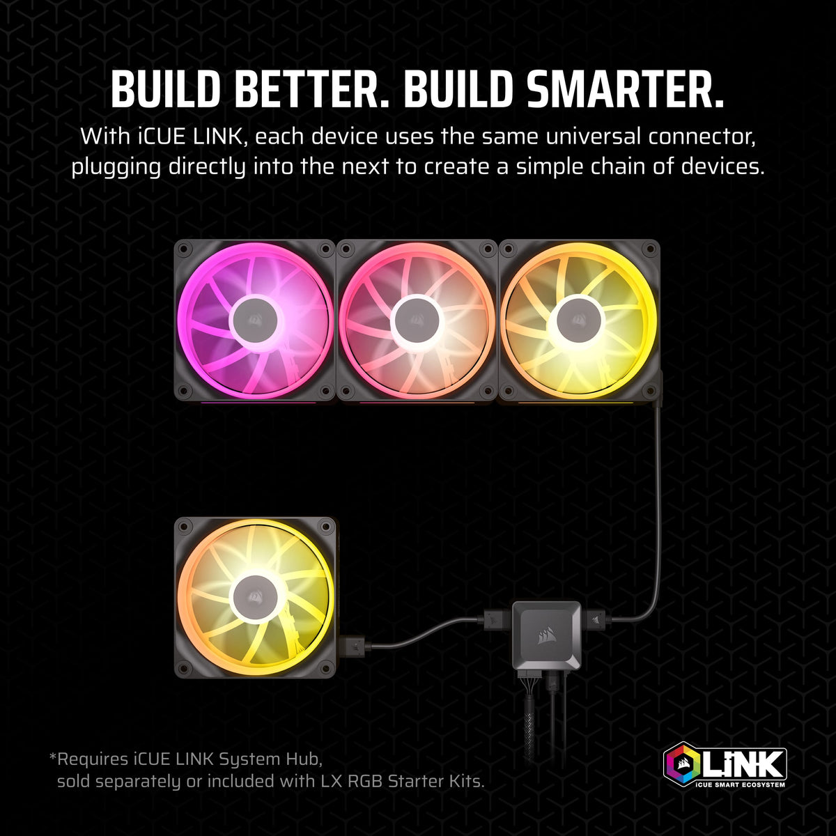 CORSAIR - iCUE LINK LX120 RGB 120mm PWM Single Case Fan Expansion - Black