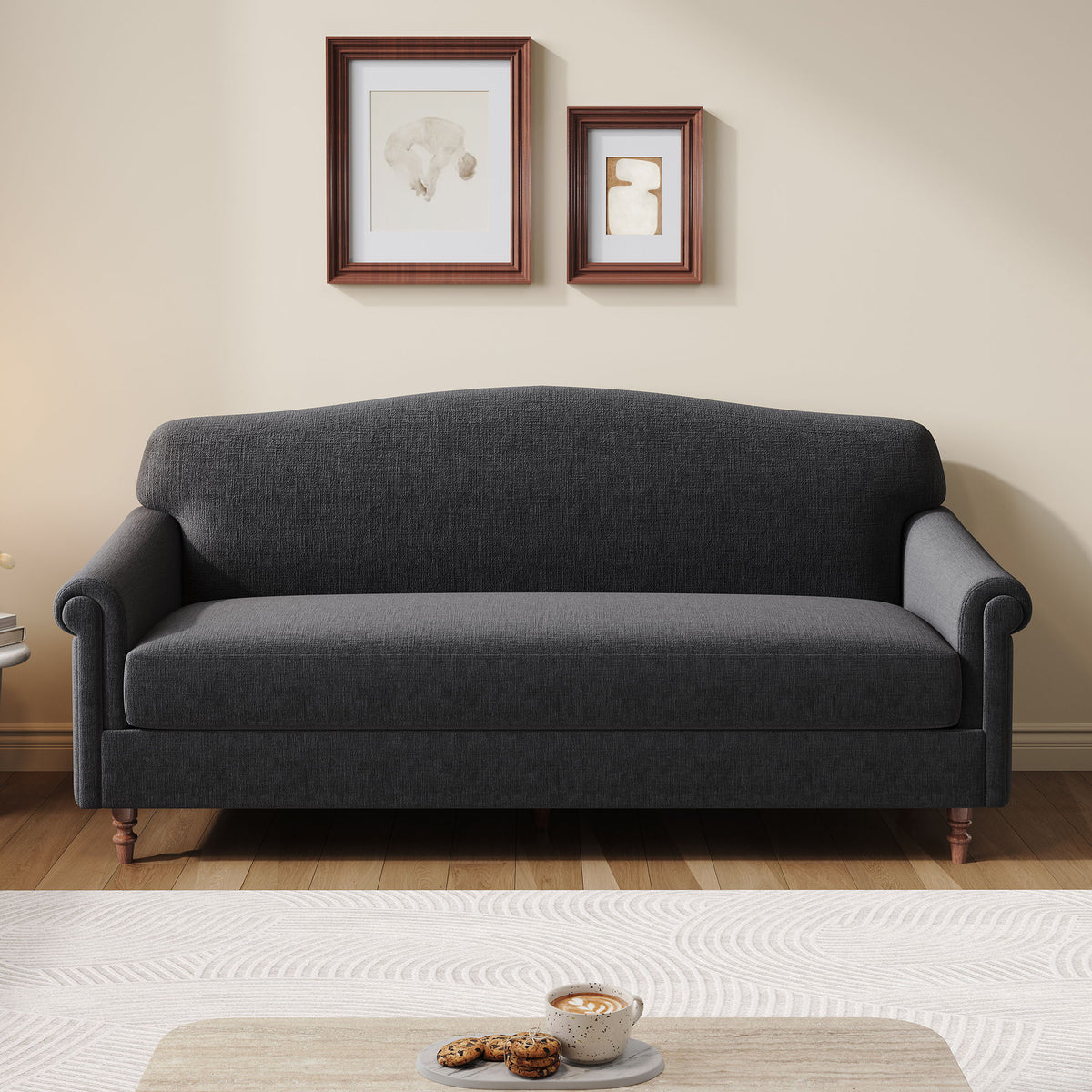 Loveseat Sofa, 2 Seater Couch With Rolled Arms