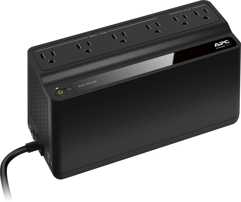 APC - Back-UPS Connect 450VA, 120V, 6 NEMA outlets (2 surge) - Black