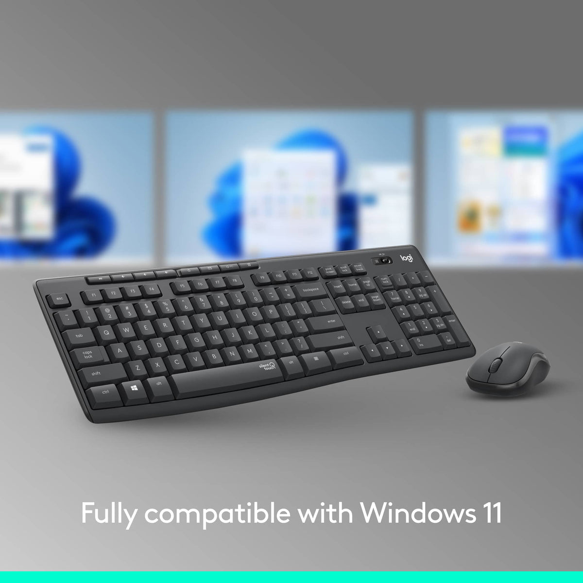 Logitech - MK295 Full-size Wireless Membrane Keyboard and Mouse Combo for Windows and Chrome OS with SilentTouch Technology - Graphite