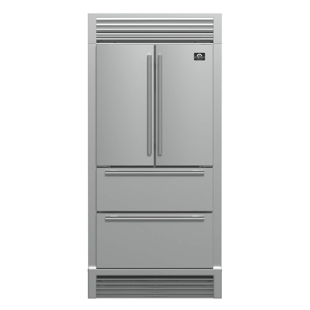 Forno Appliances - Moena 19.2 Cu. Ft. Built-In French Door Refrigerator with Decorative Trim Grill - Stainless Steel VCM