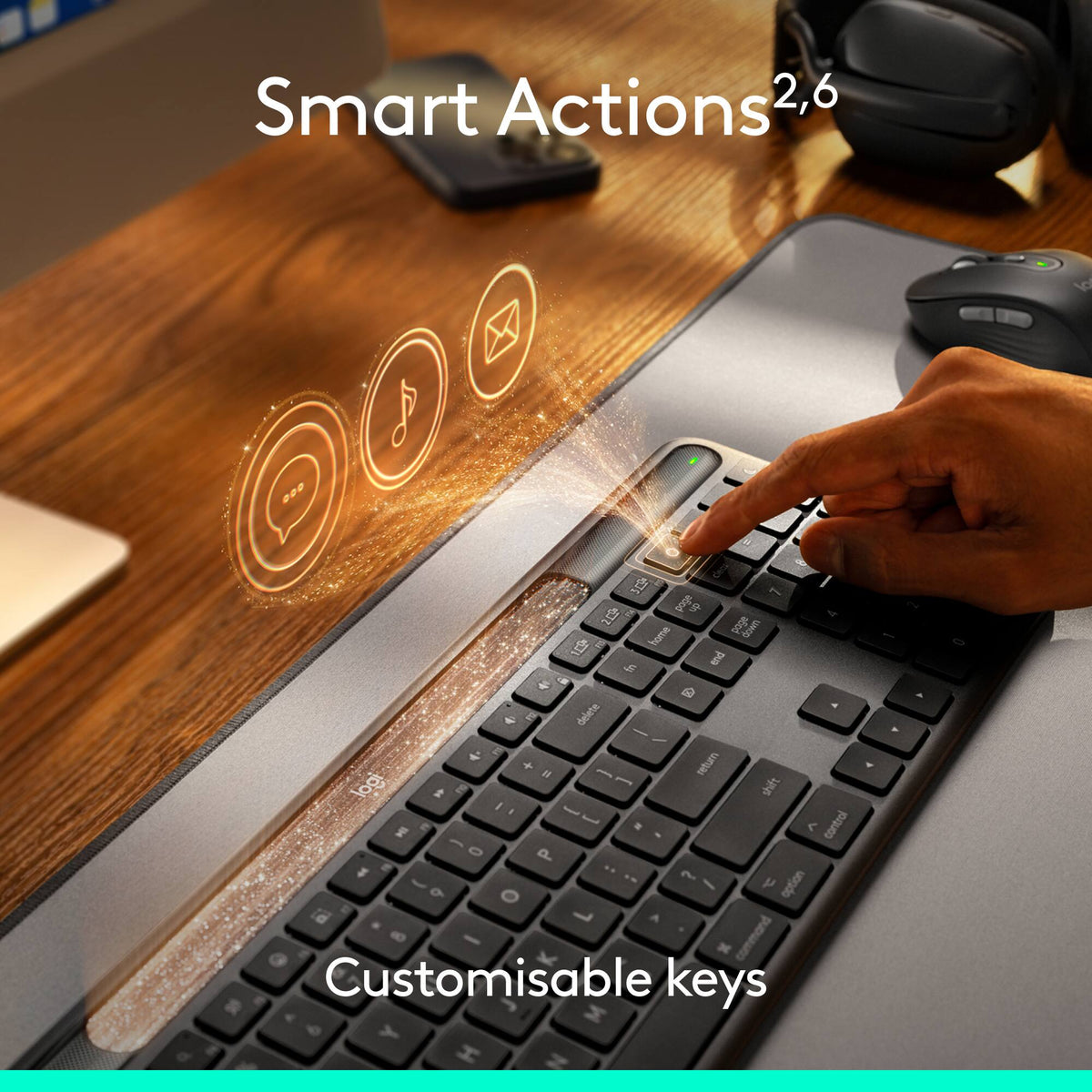 Logitech - Signature Slim Solar+ K980 for Mac Wireless Bluetooth Solar and Artificial Light Powered Keyboard with Customizable Keys - Graphite