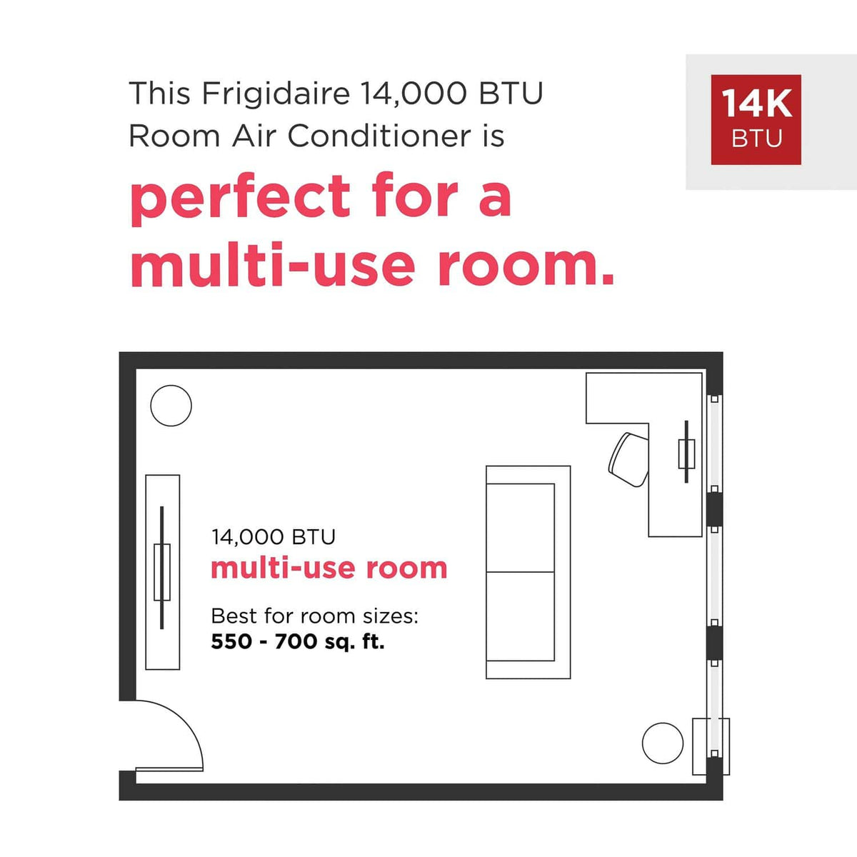 Frigidaire - 115V 14,000 BTU 700 Sq. Ft. Smart Window Air Conditioner with Remote - White