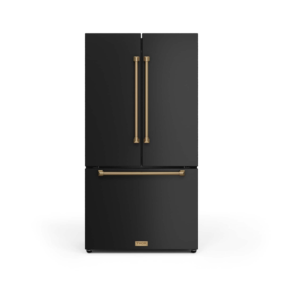 36 in. Wide Gordon Ramsay Series by Thor Kitchen 20.3 Cu. Ft. Counter Depth Refrigerator with Bronze Hardware - Black